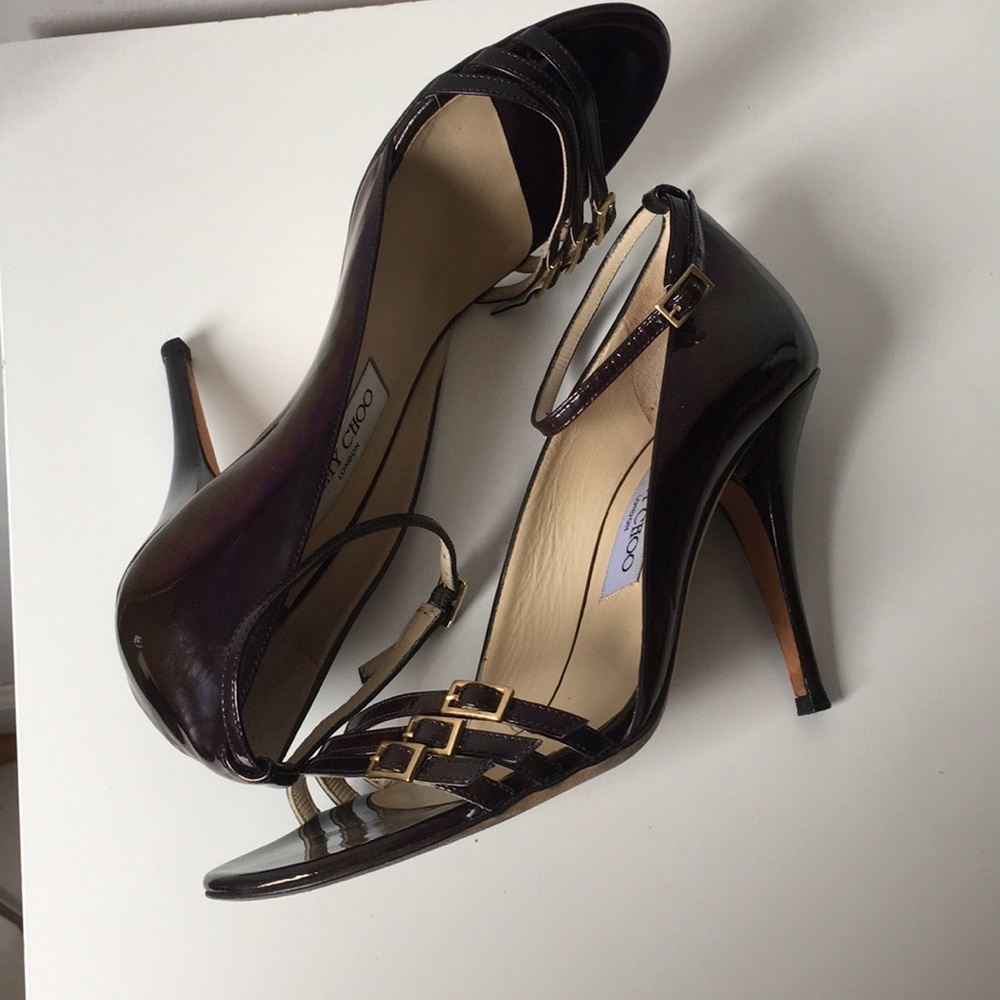 Jimmy Choo Purple / Black Metallic Heels Sandals size 39 - Picture 8 of 16